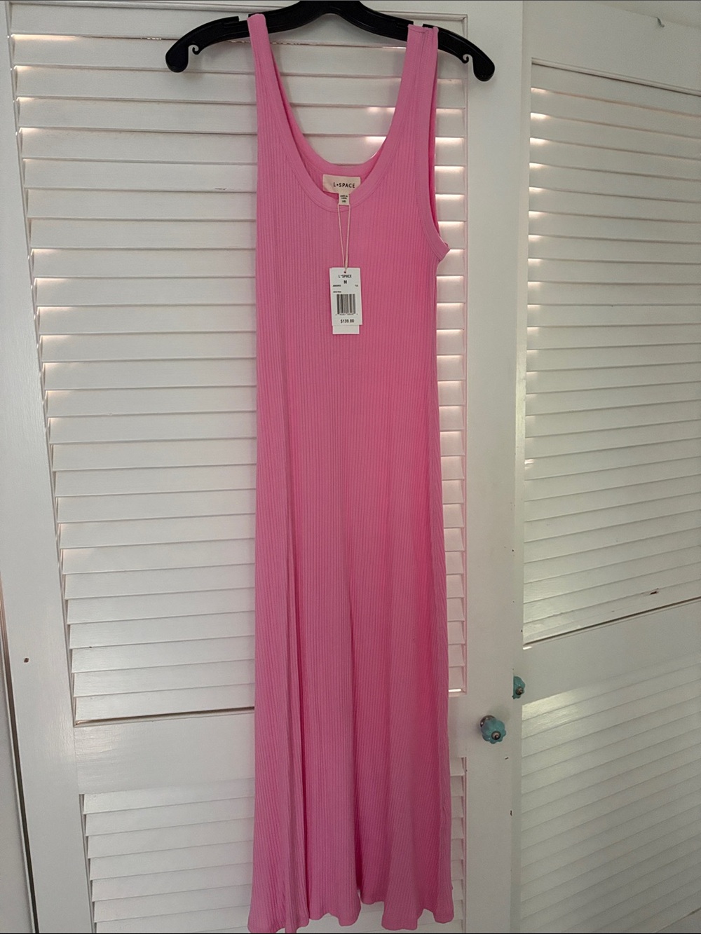 L Space Jenna Ribbed Pink Tank Maxi Dress M NWT Retail $139